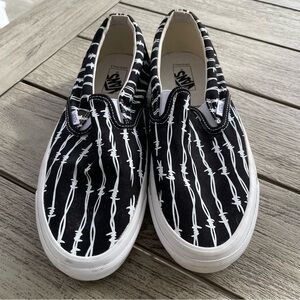 Vans Black Vault Barbed Wire OG Classic Slip-Ons Unisex Men 11.5 Womens 13